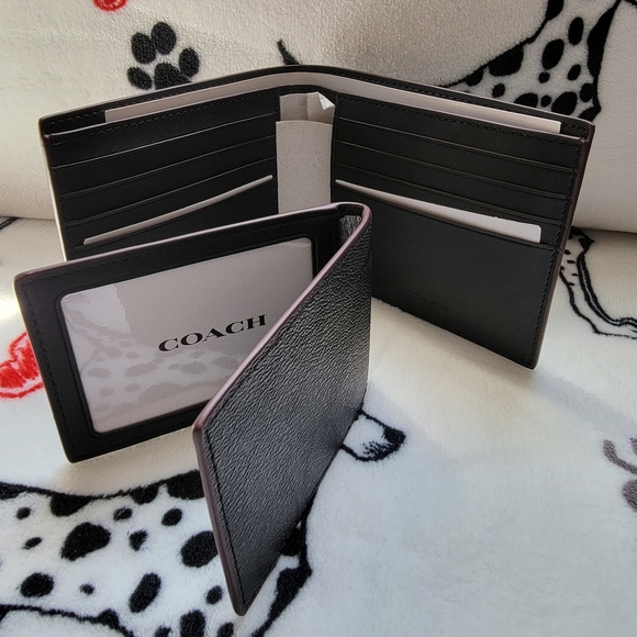 3 In 1 Compact ID Wallet In Signature Canvas COACH MEN - Picture 8 of 13